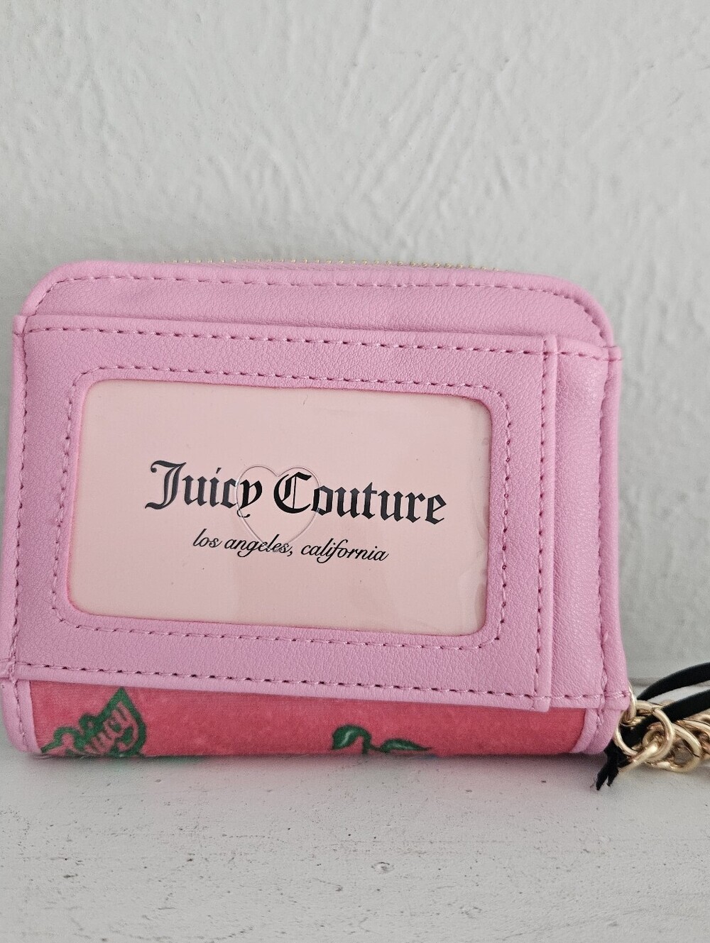 NWT Juicy Couture Retro Cherry Juicy Pink Lemonade Wallet With Wristlet Chain - Picture 8 of 8